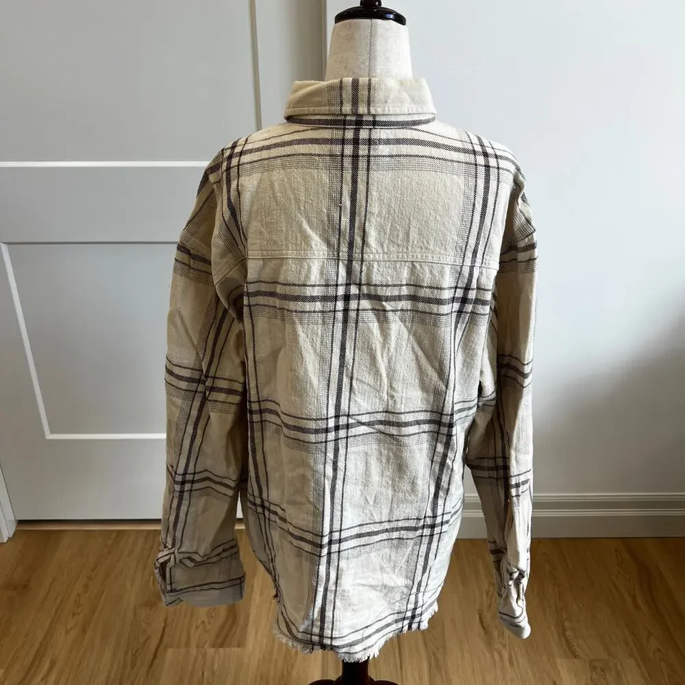 JOHN ELLIOTT Men's Hemi Oversized Shirt Size 2/M In Gobi Check
